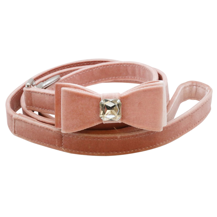VP Pets Darling Diamond Velvet Bow Tie Leash - Pink - Vanderpump Pets